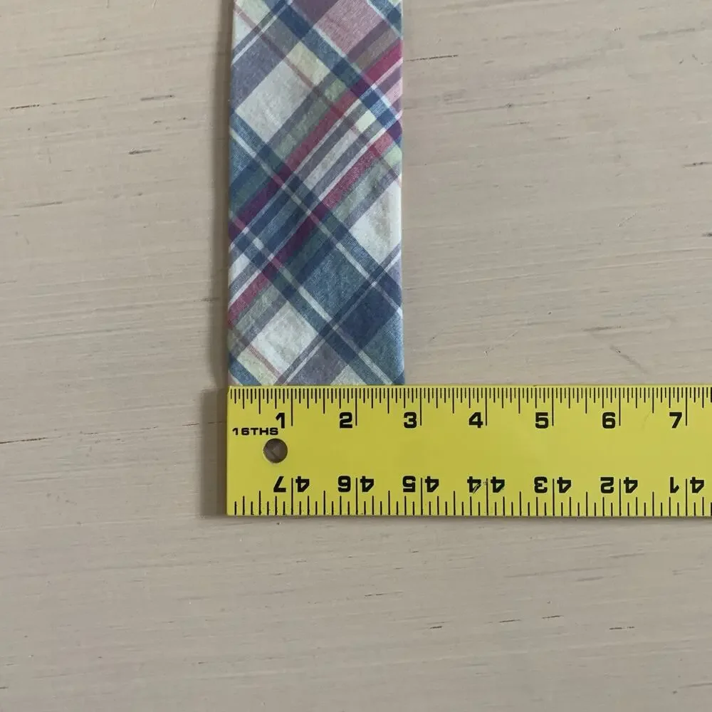 Vtg Polo Ralph Lauren Men's 3''x 55'' Plaid Cotton Neck Tie Hand Made Italy